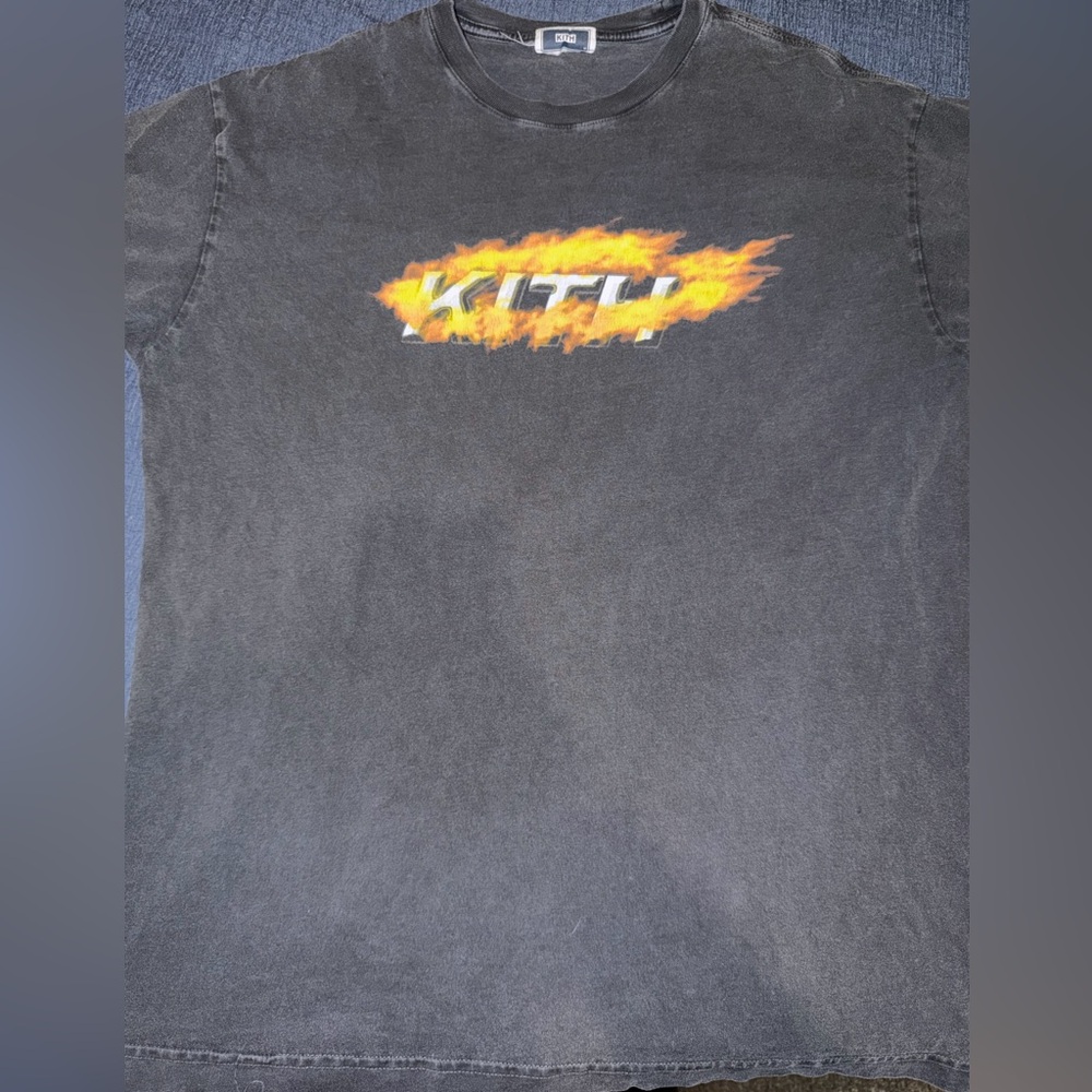 Kith Charcoal Tee with Flame Graphic